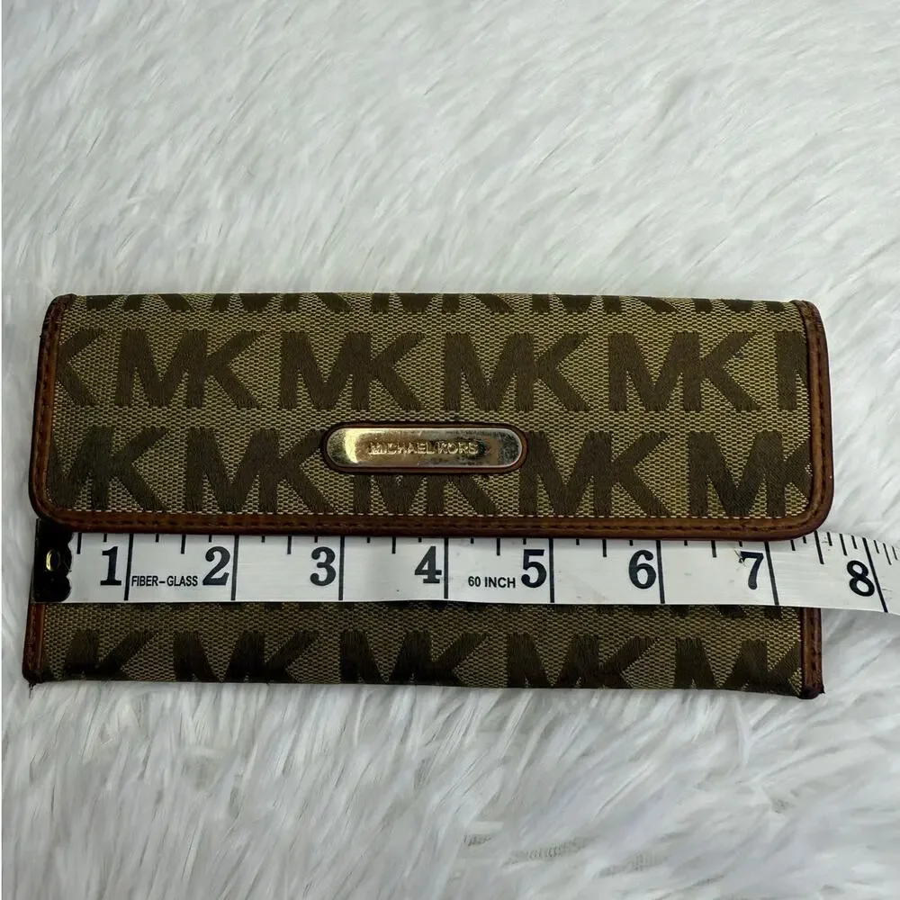 Michael Kors Brown Signature Canvas Slim Wallet